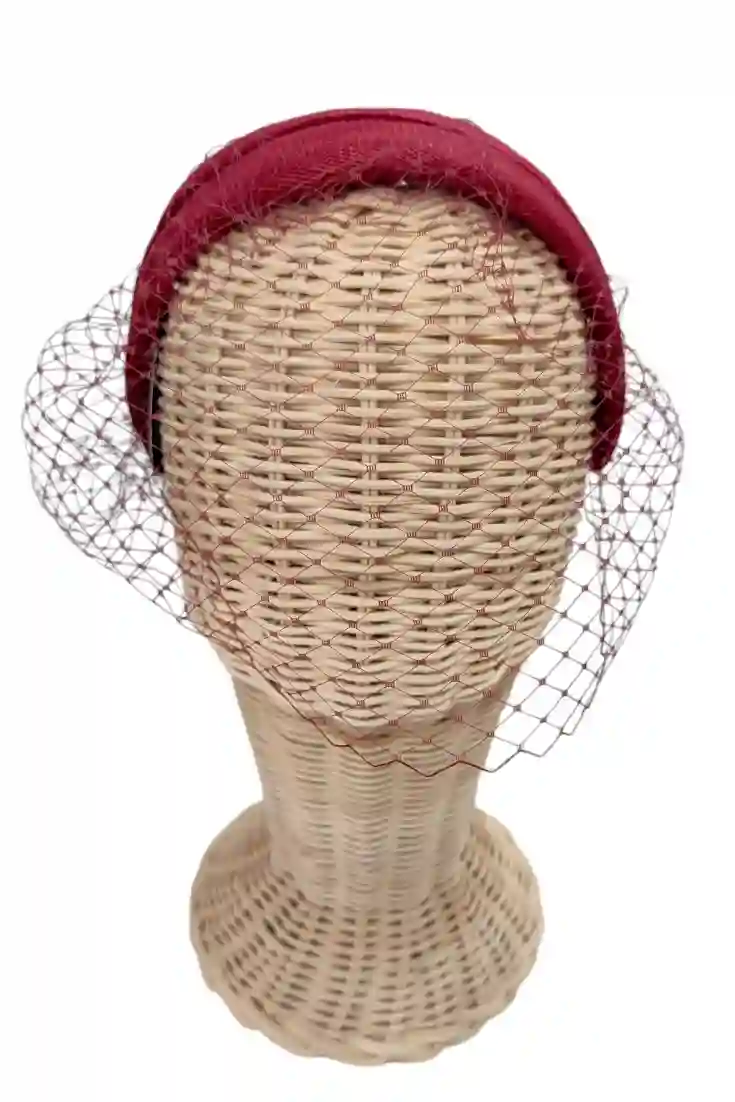 Garnet raffia guest headband with veil