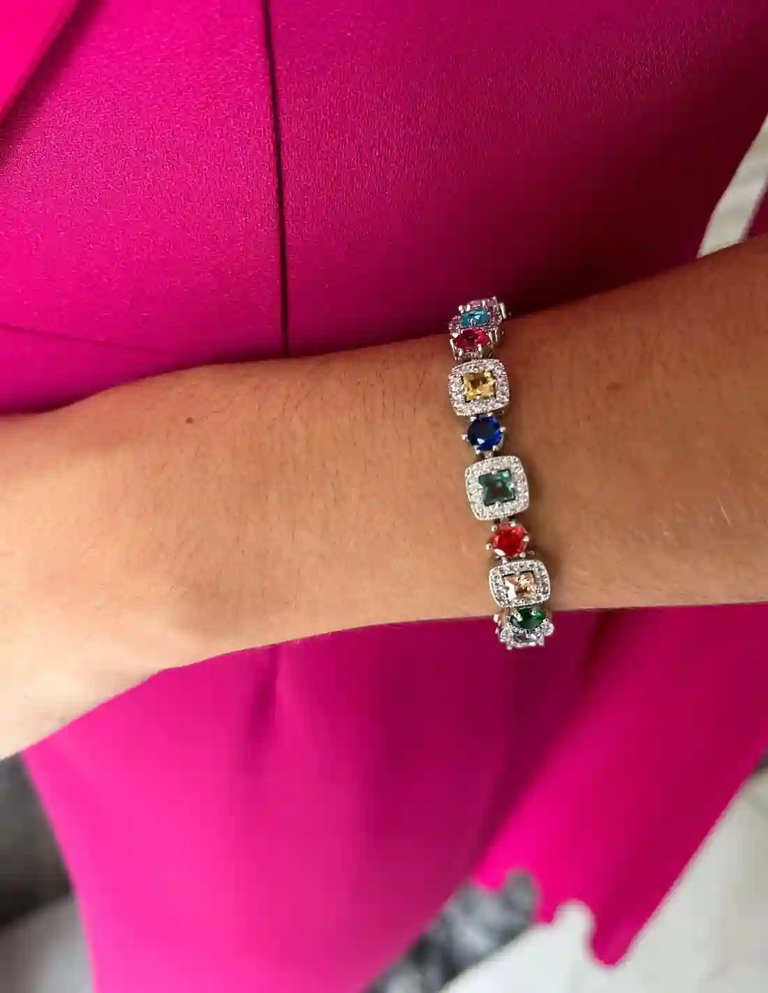 Pulsera plata de piedras semi preciosas