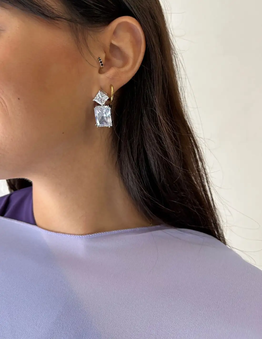 Square glass earrings