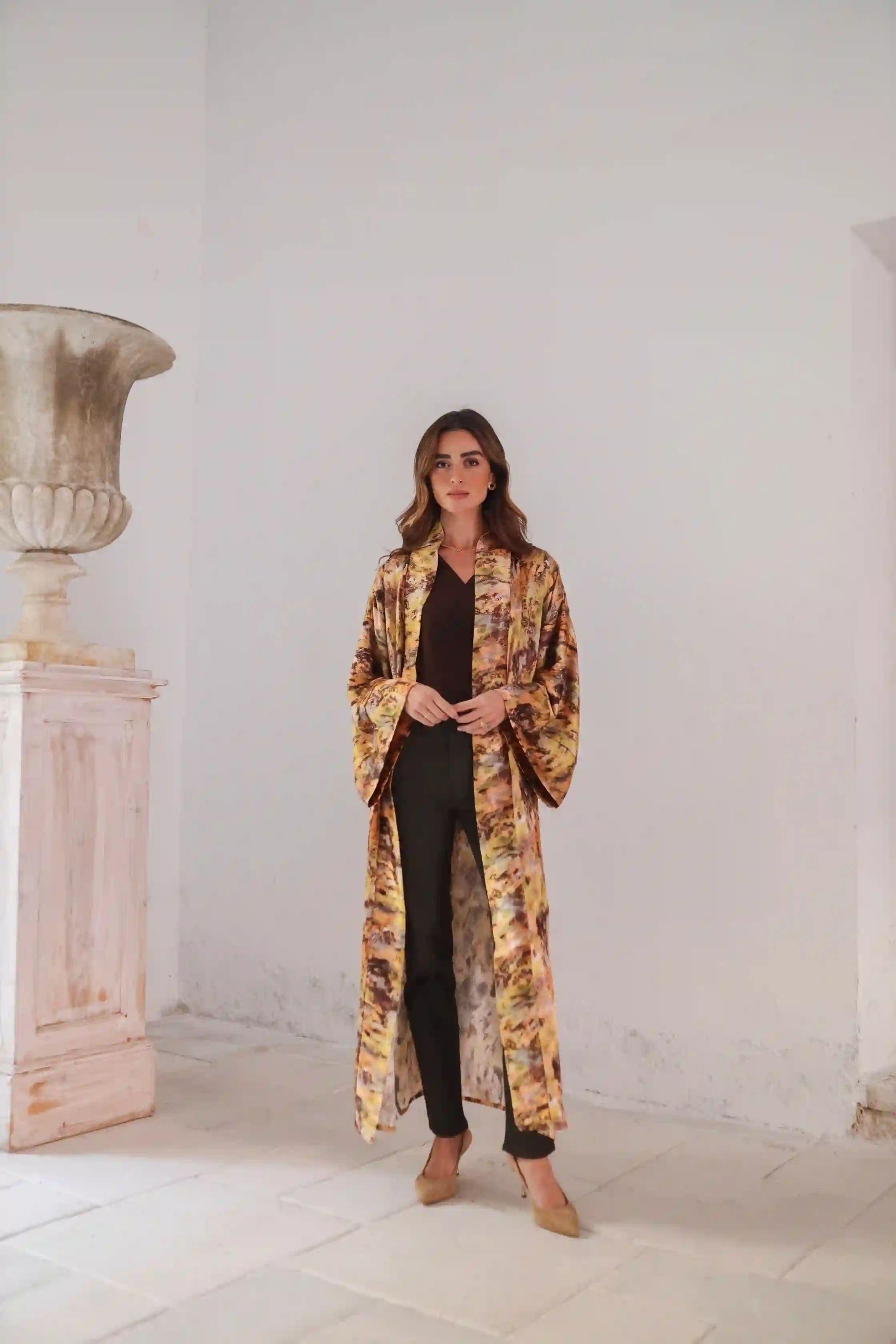 Kimono estampado floral largo