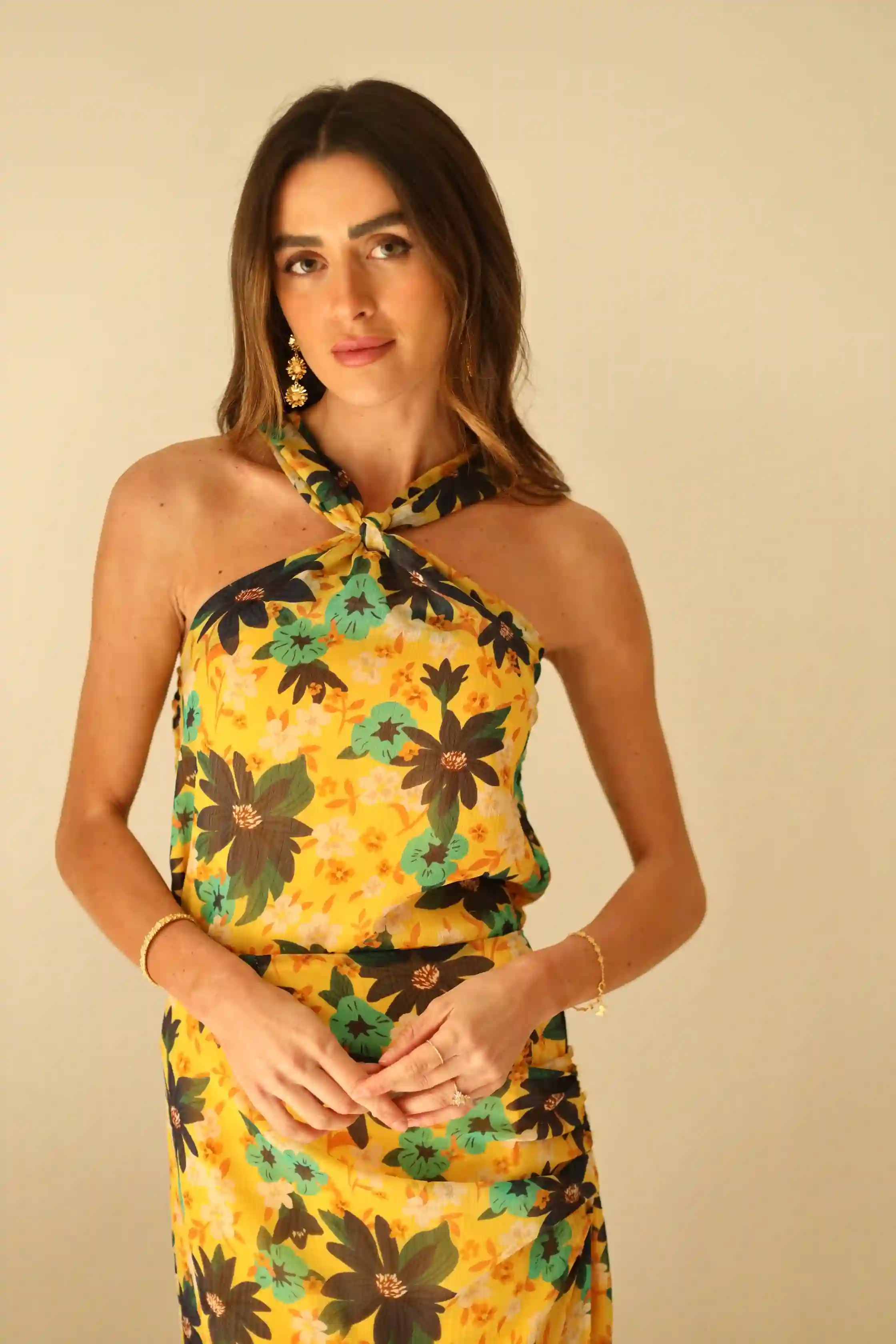 GUEST TOP FLORAL CUELE HALTER CUST