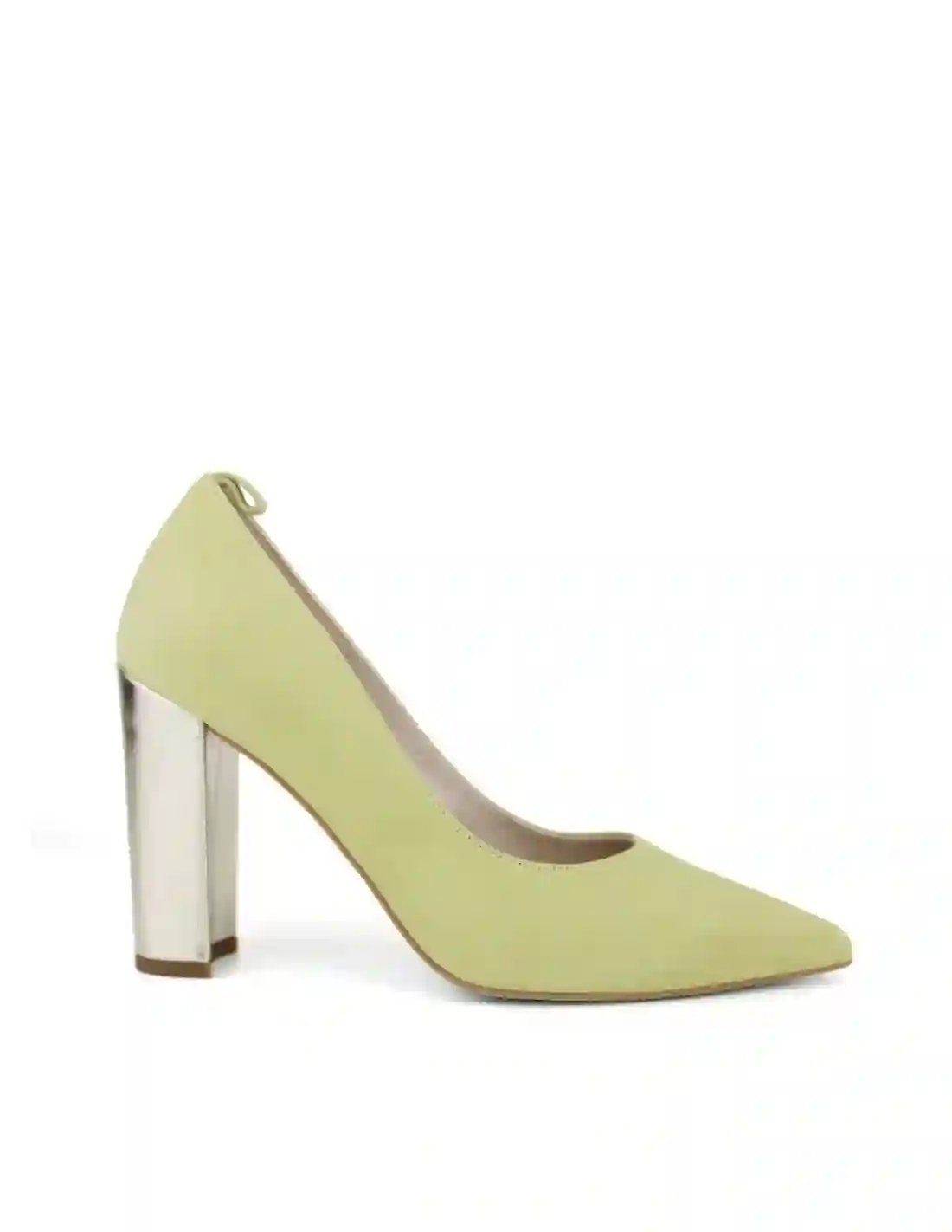 Soft suede heeled shoes and metallic heel