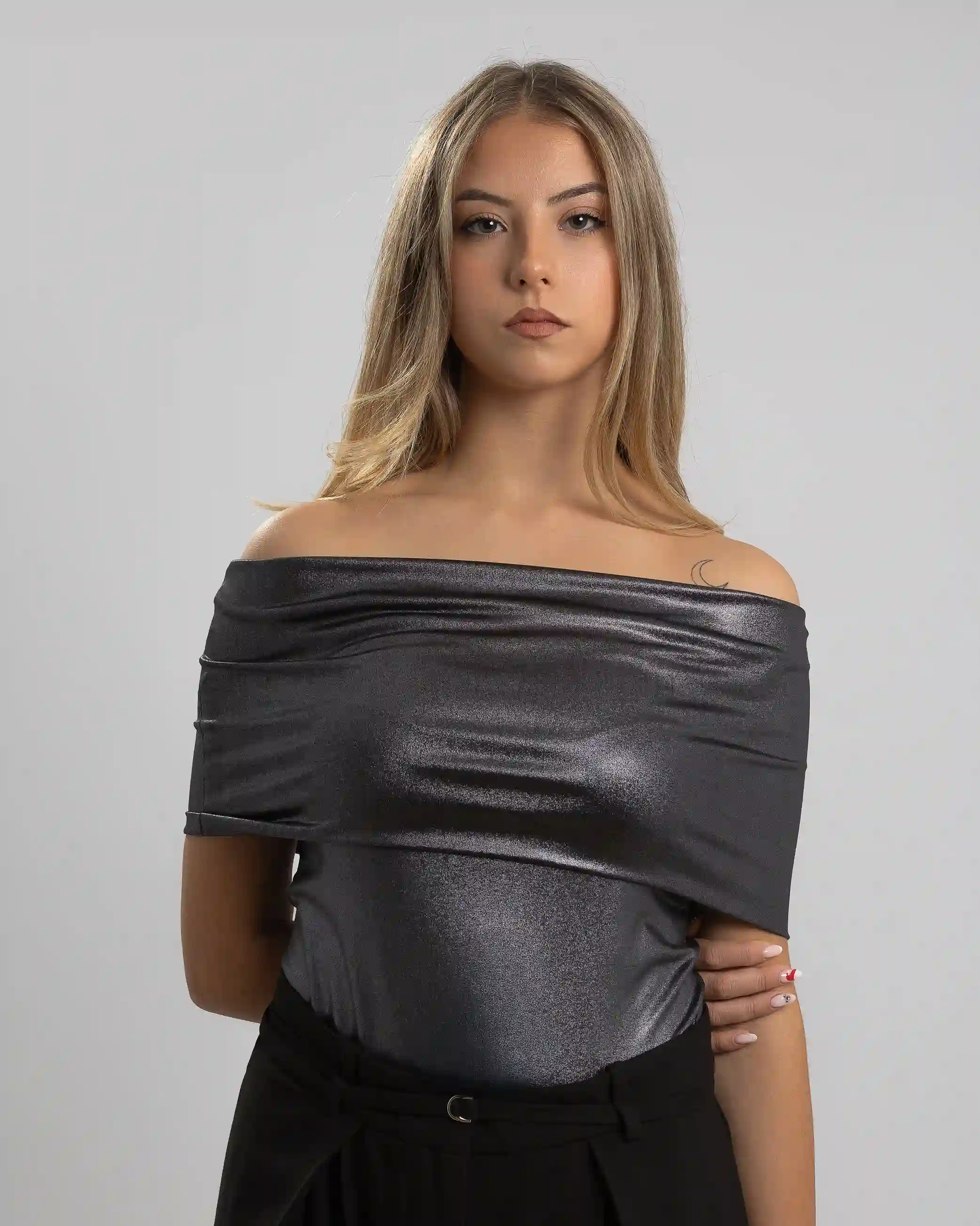 Brillian party with bardot neckline