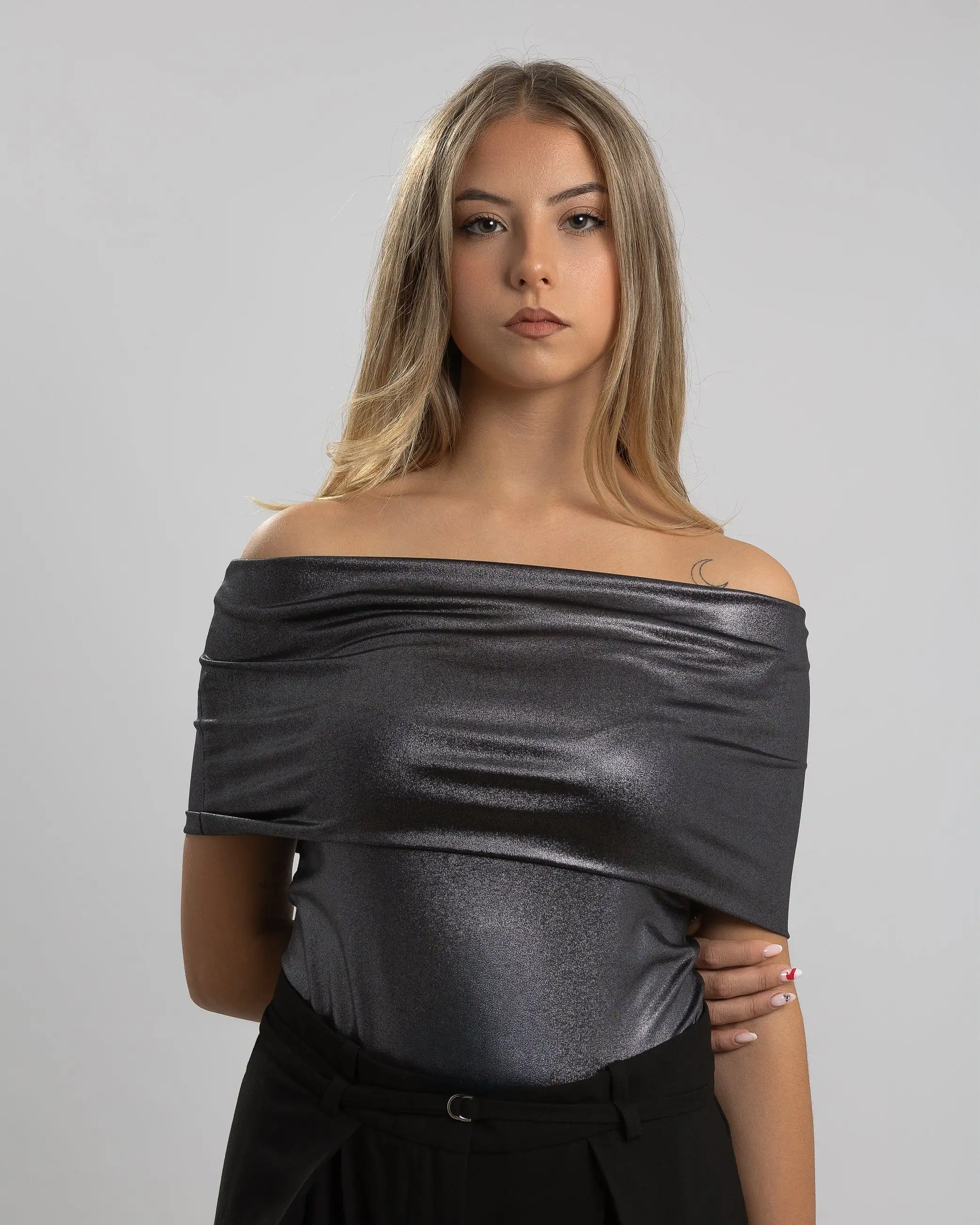 Brillian party with bardot neckline