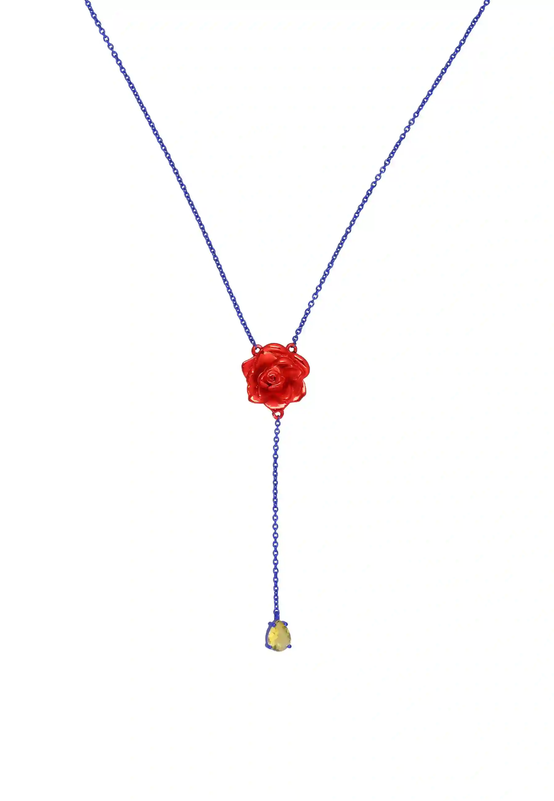 Collar largo con rosa roja