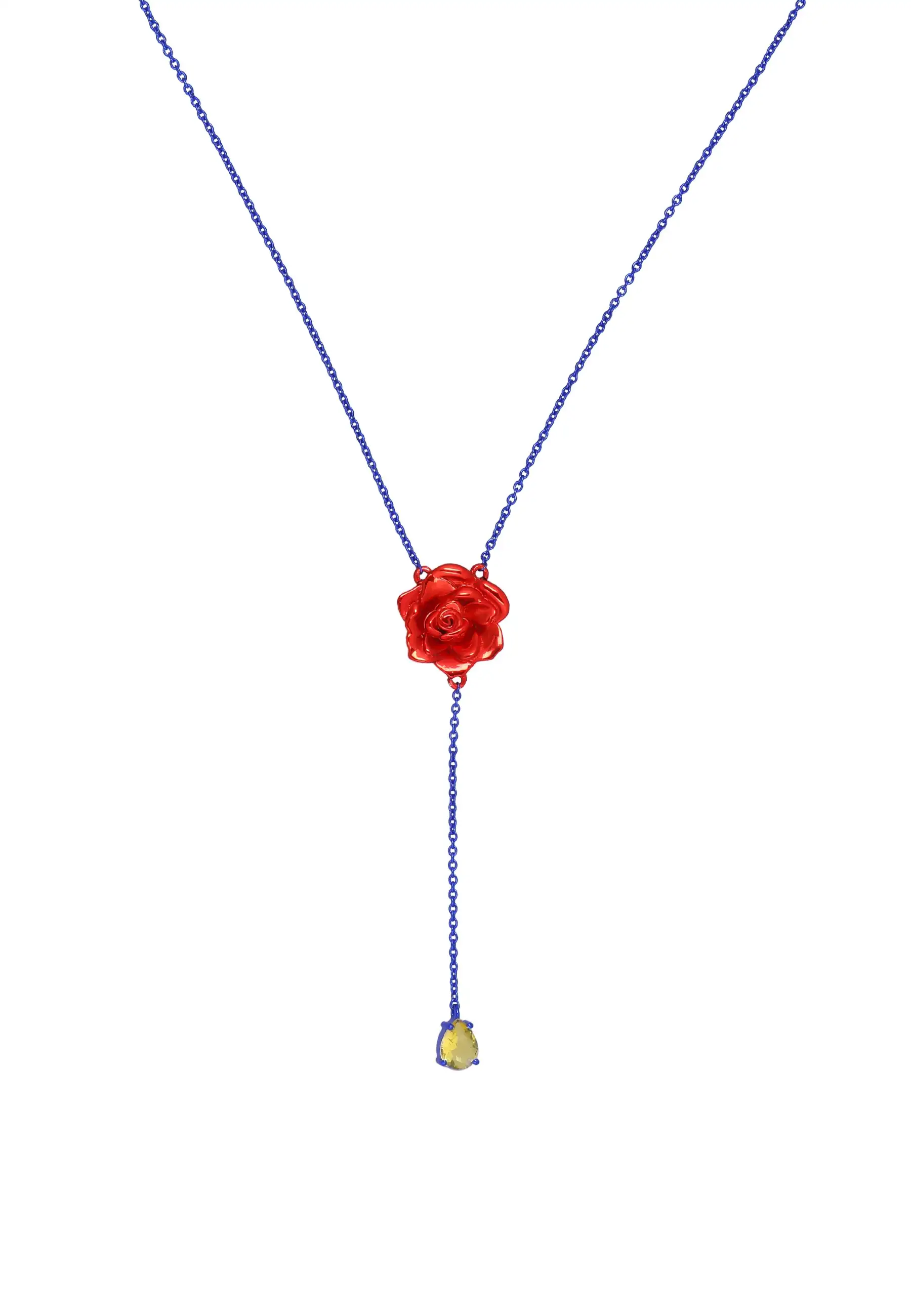 Collar largo con rosa roja