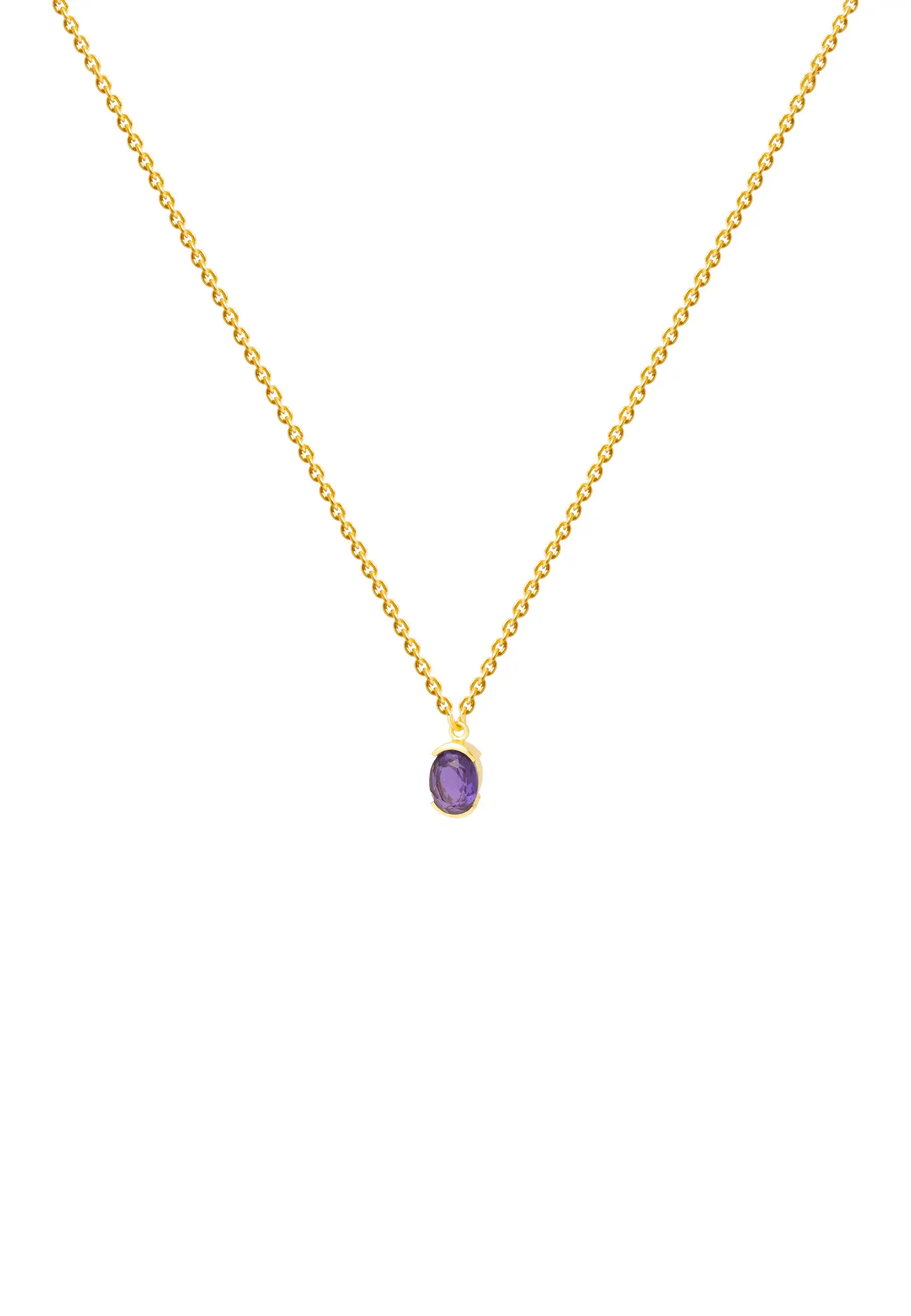 Colgante Dorado con Piedra Morada