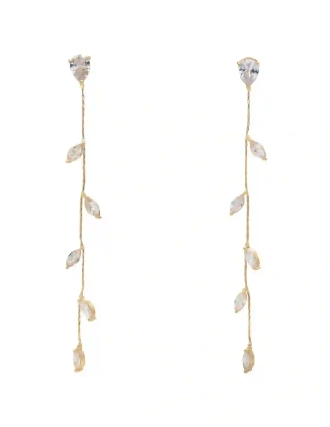 Pendientes largos con mini hojas de circonitas