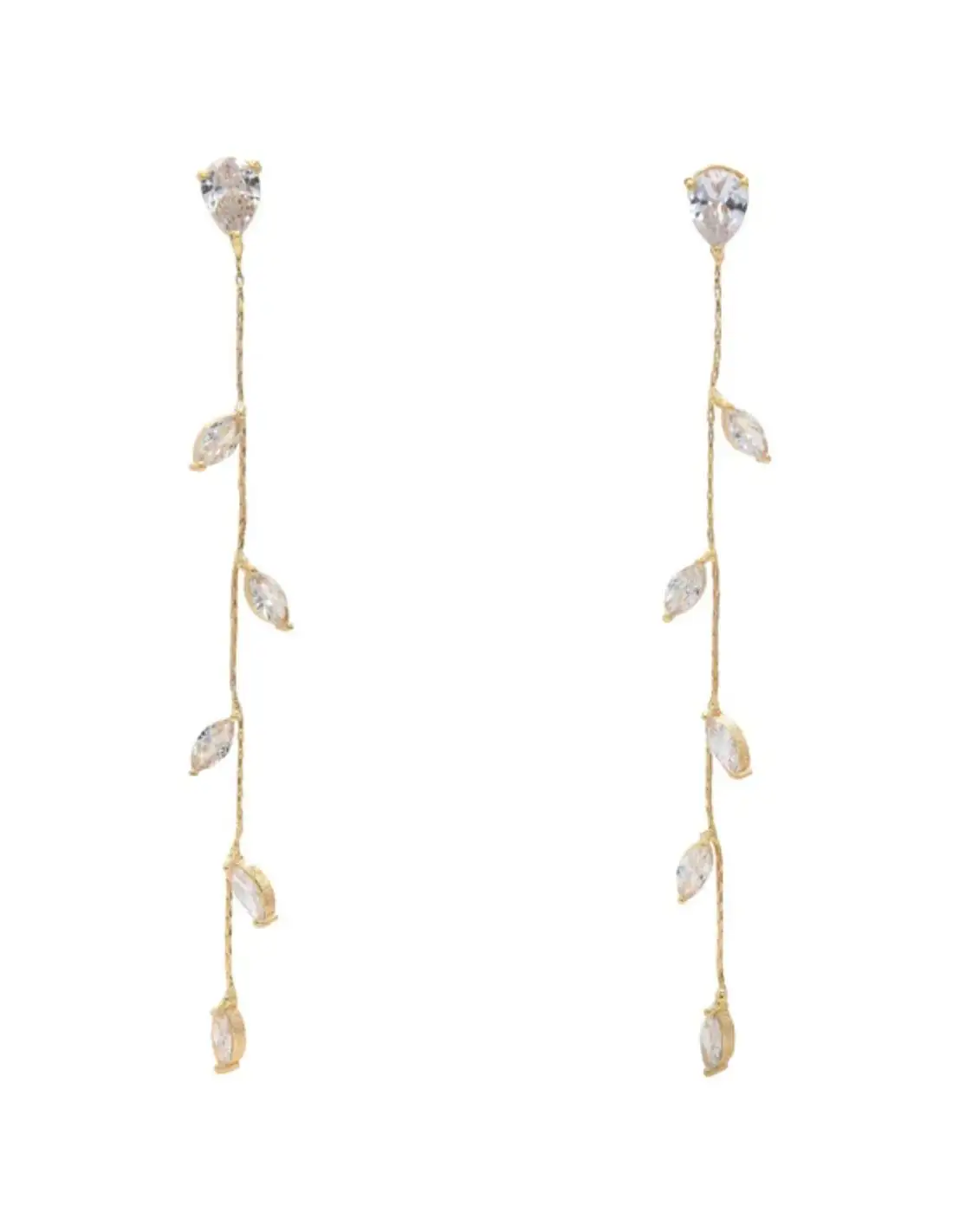 Pendientes largos con mini hojas de circonitas