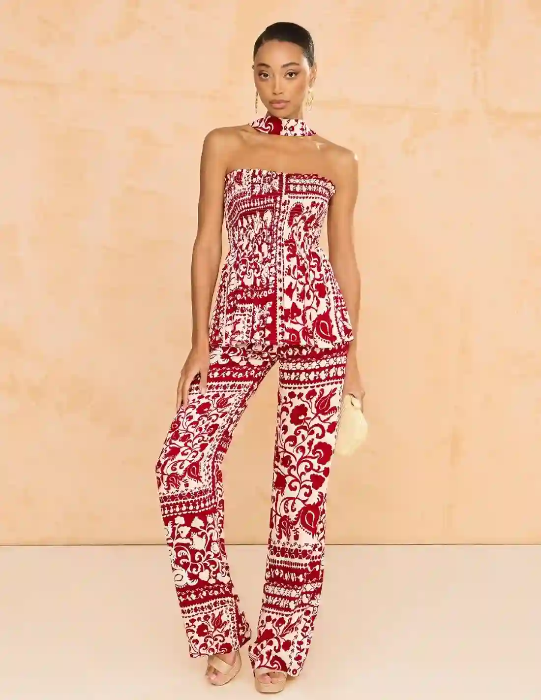 Pantalón largo con corte flare estampado
