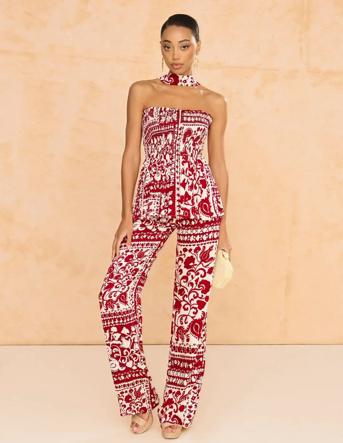 Pantalón largo con corte flare estampado