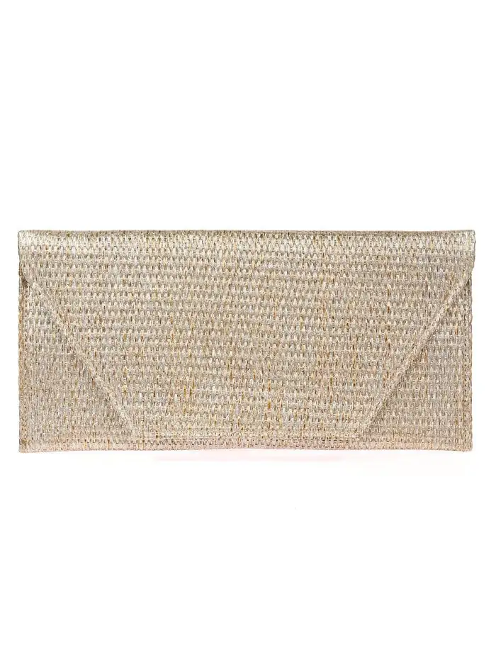 Cartera de fiesta de rafia rectangular