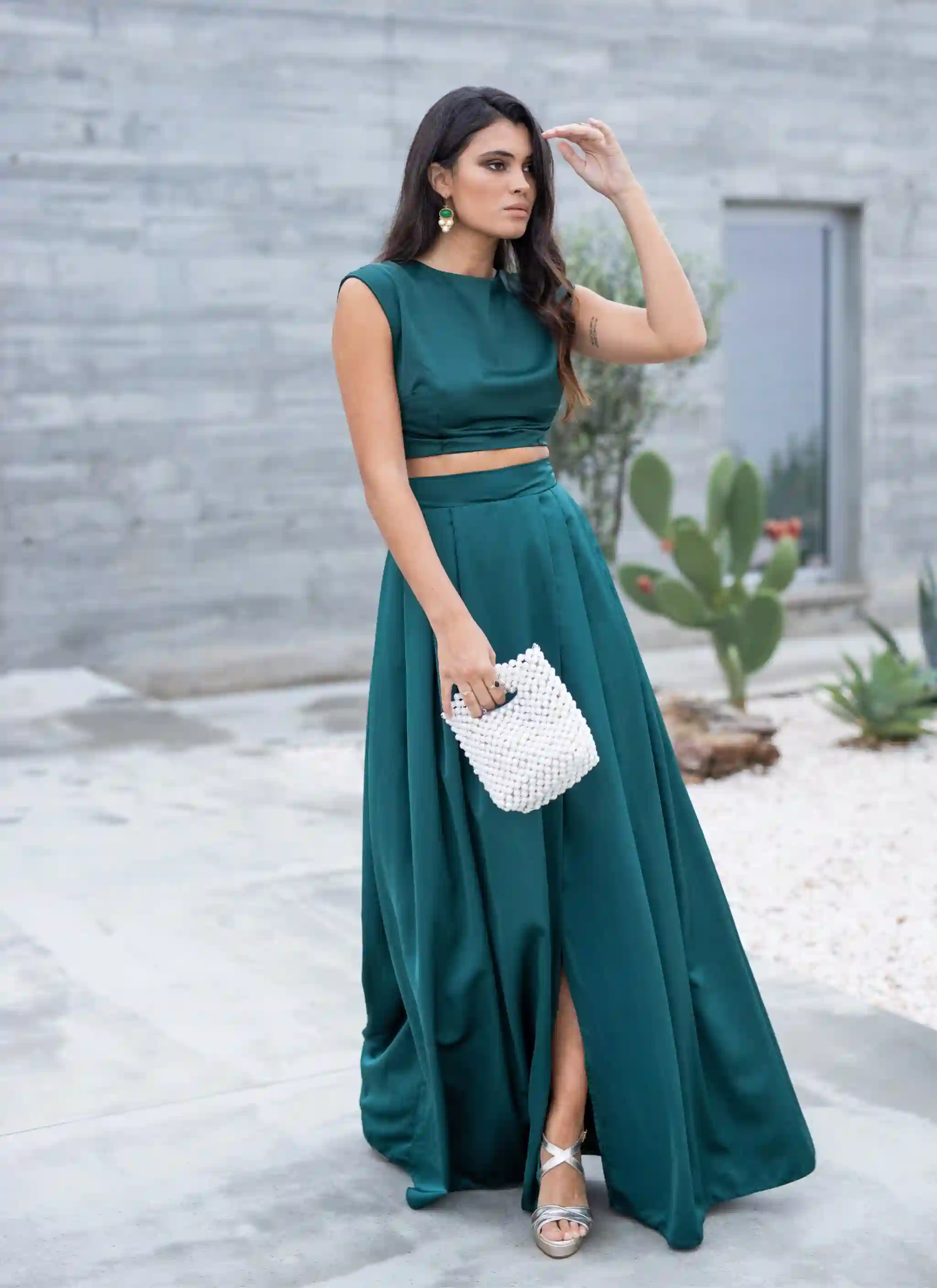 Top verde crop sin mangas