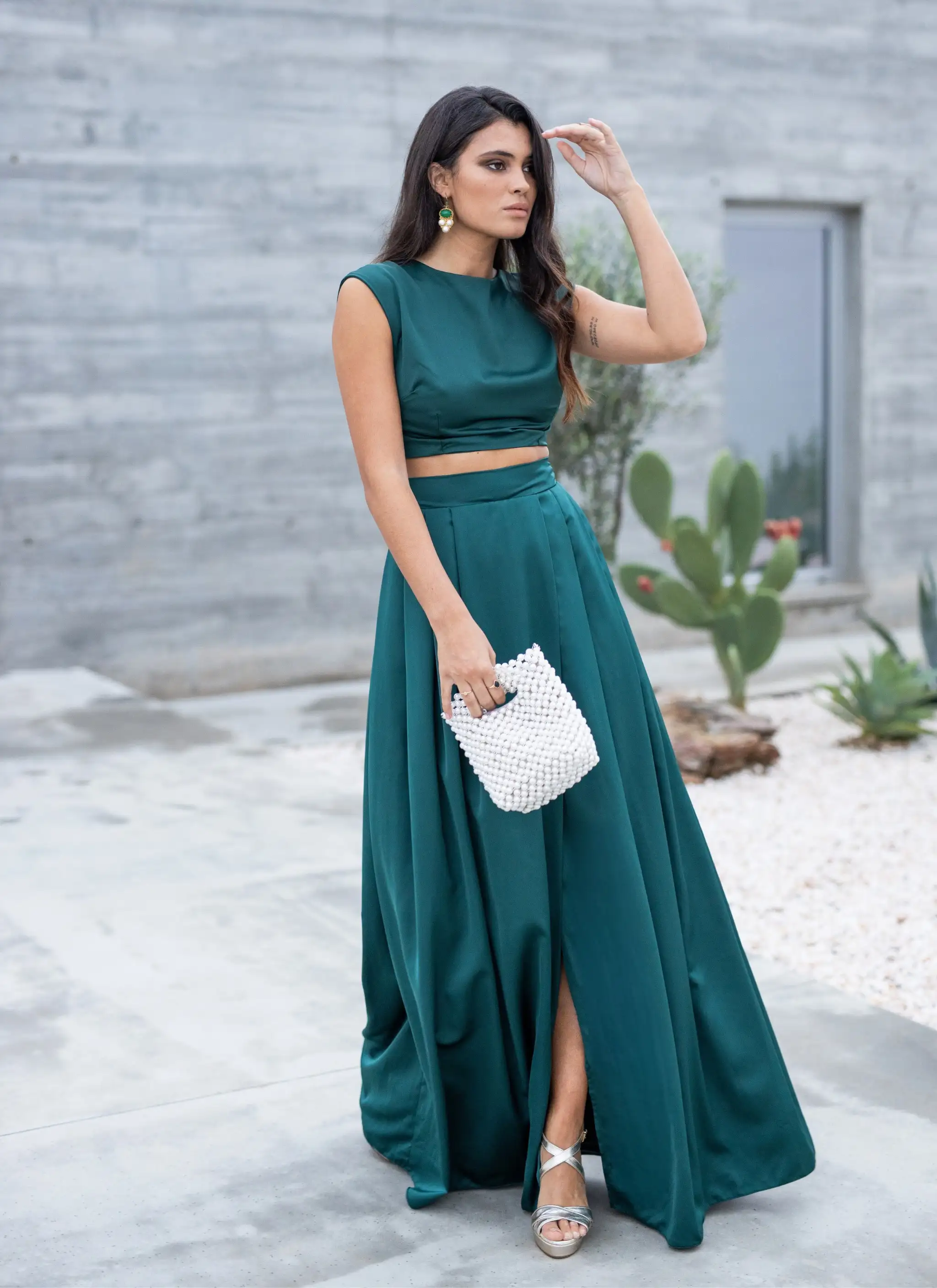 Top verde crop sin mangas
