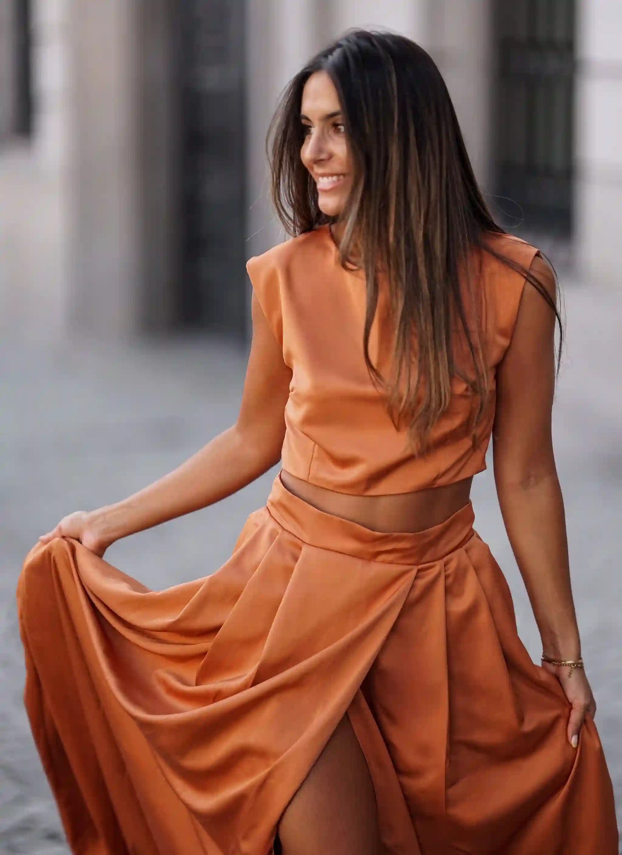 Crop top de fiesta terracota
