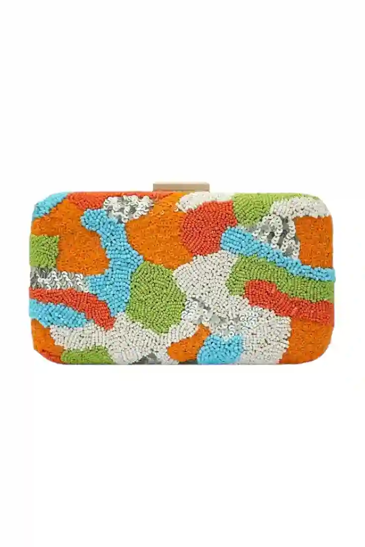 Clutch de fiesta bordado a mano multicolor