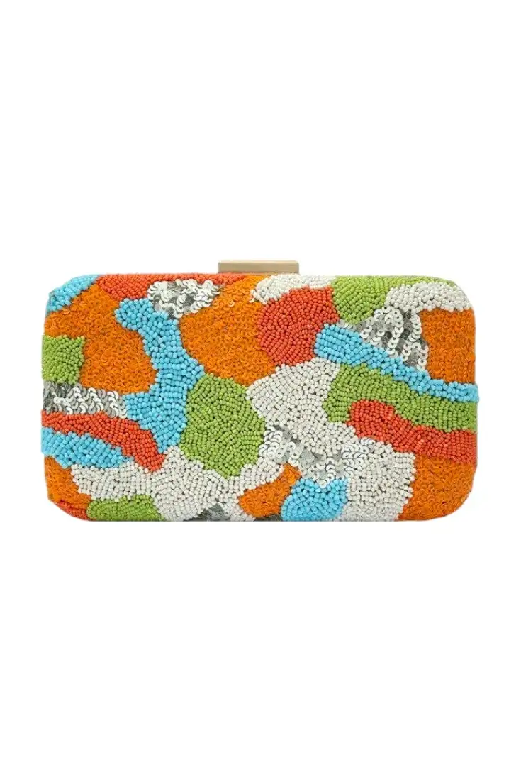 Clutch de fiesta bordado a mano multicolor
