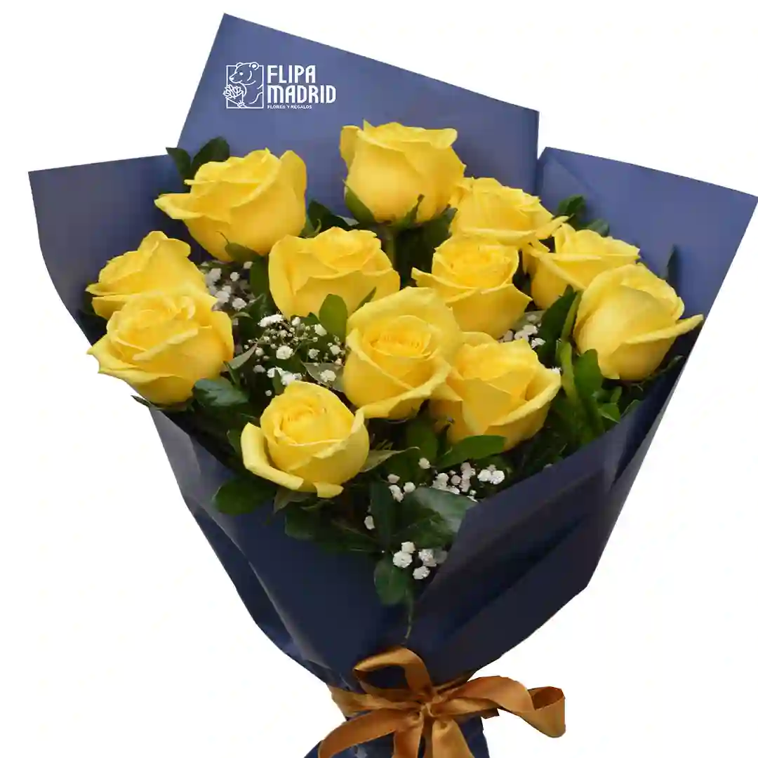 Ramo con 12 rosas amarillas