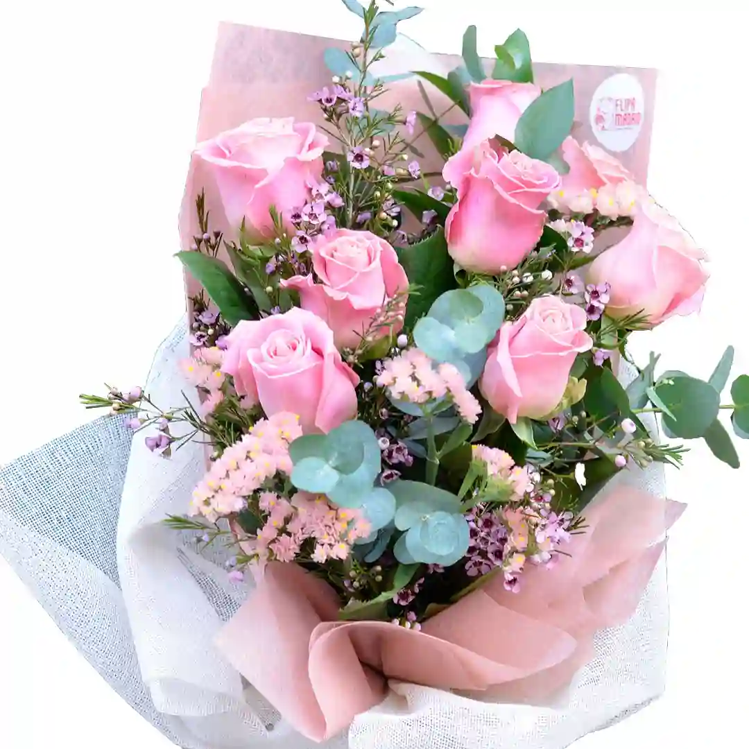 Ramo Brigitte – 8 Rosas Rosadas