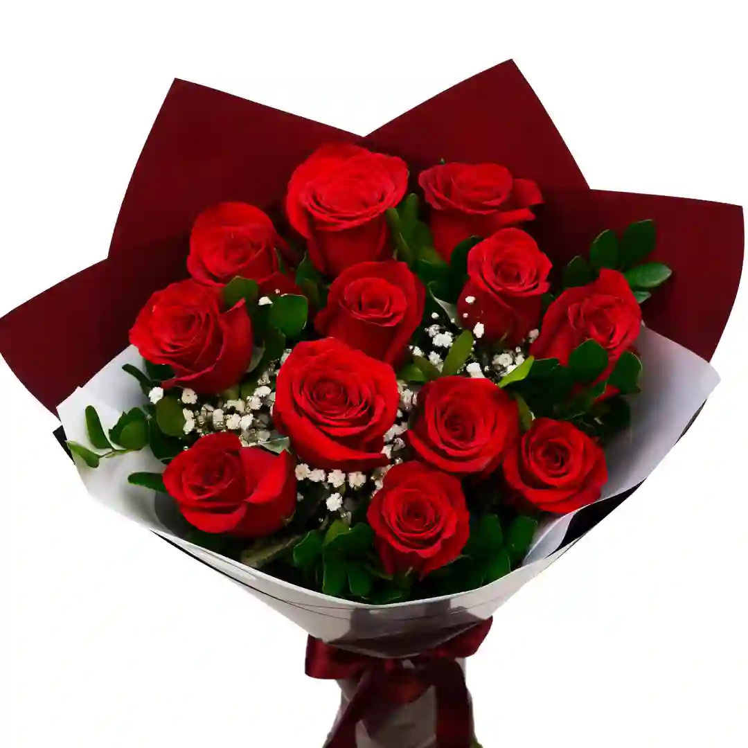 Ramo con 12 rosas rojas