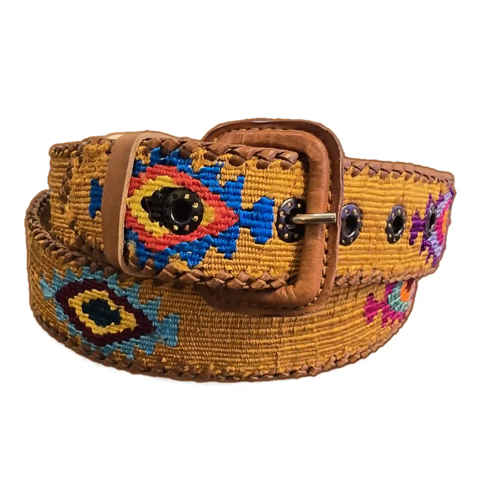 Guatemalan Mustard Belt Silk Embroidery