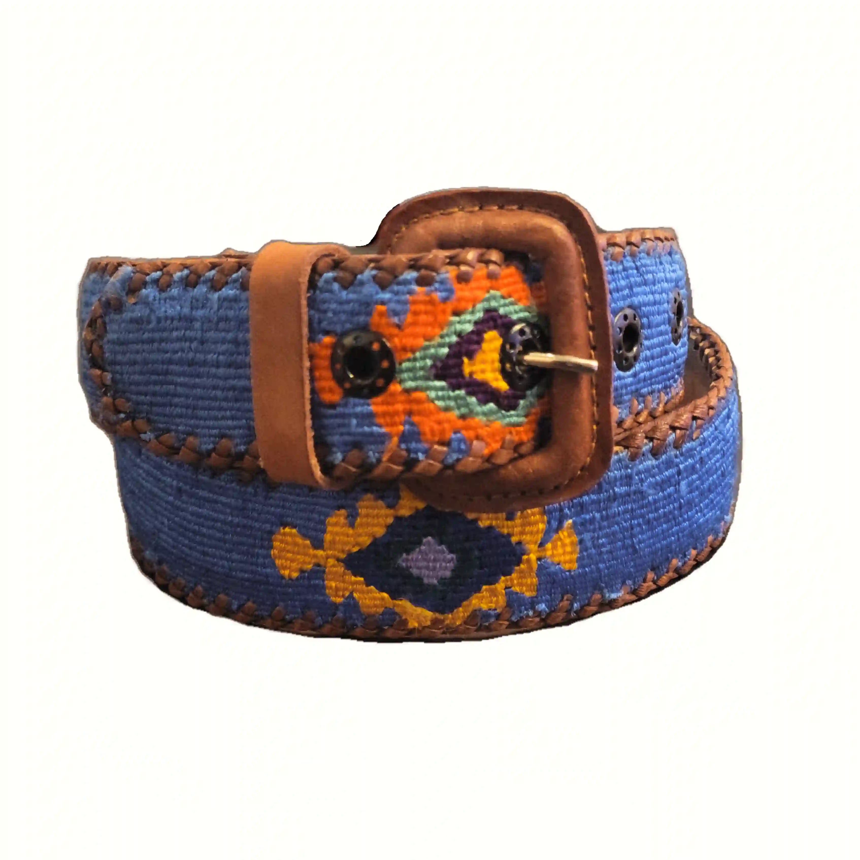 Guatemalan Blue Belt Silk Embroidery