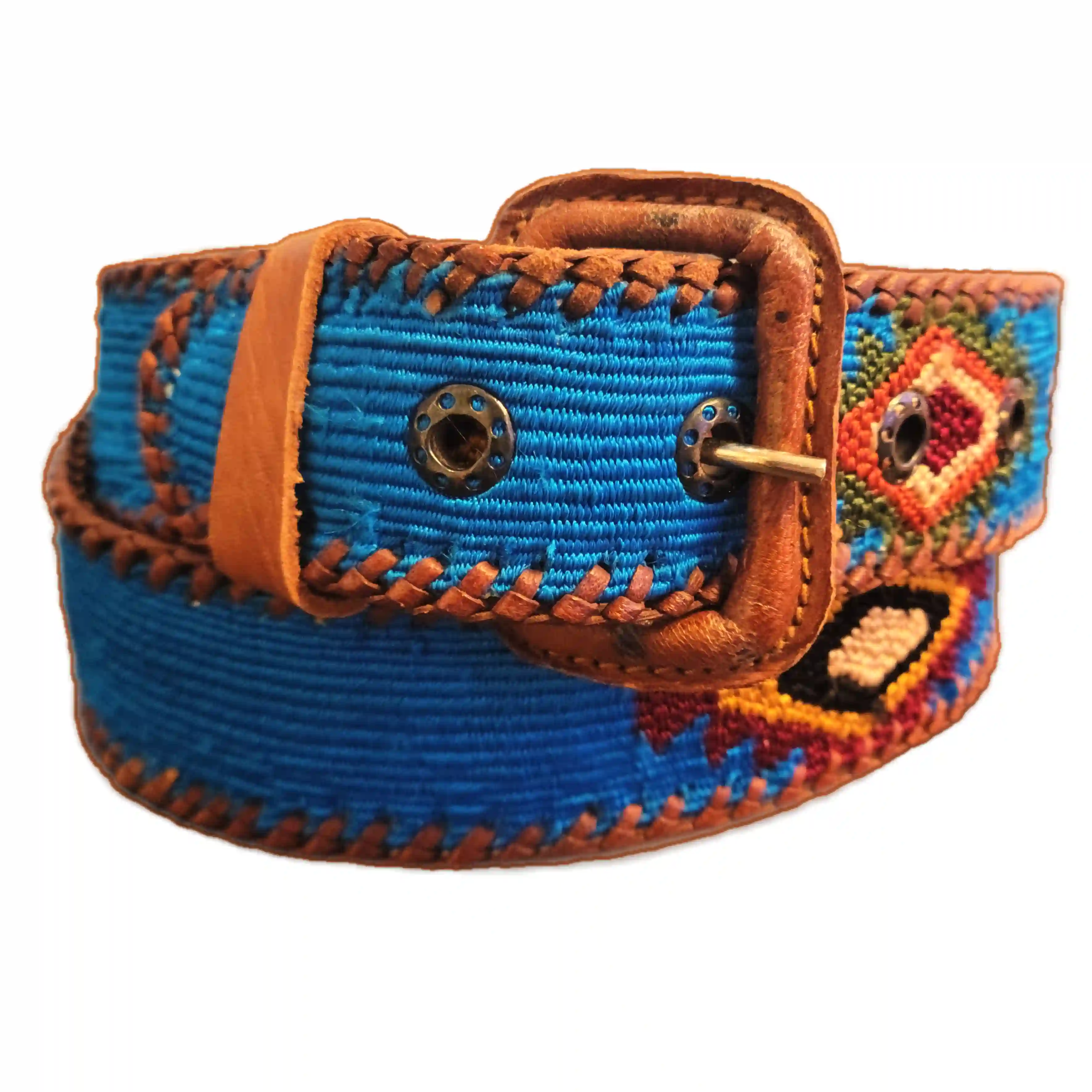 Guatemalan Techno Blue Belt Silk Embroidery