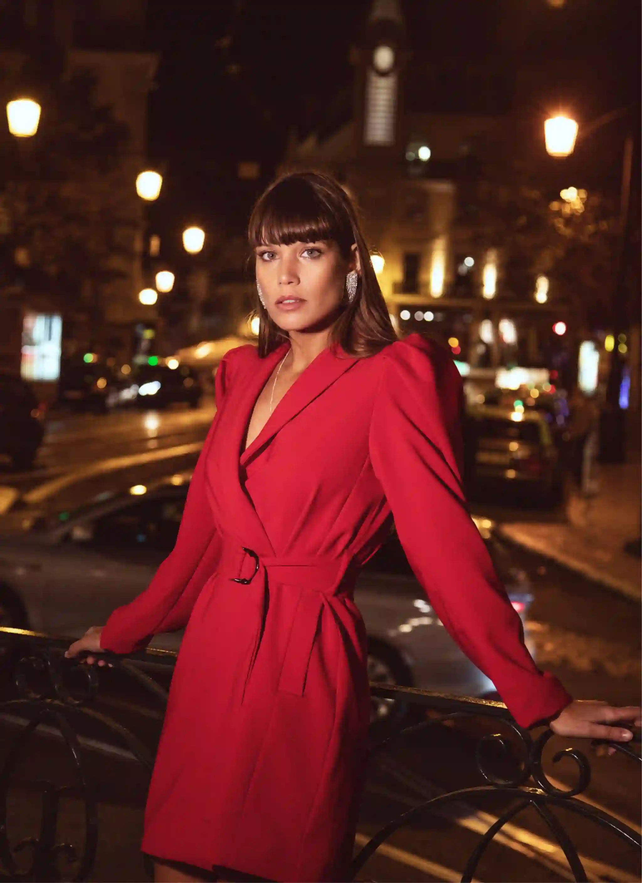 Vestido corto rojo tipo blazer