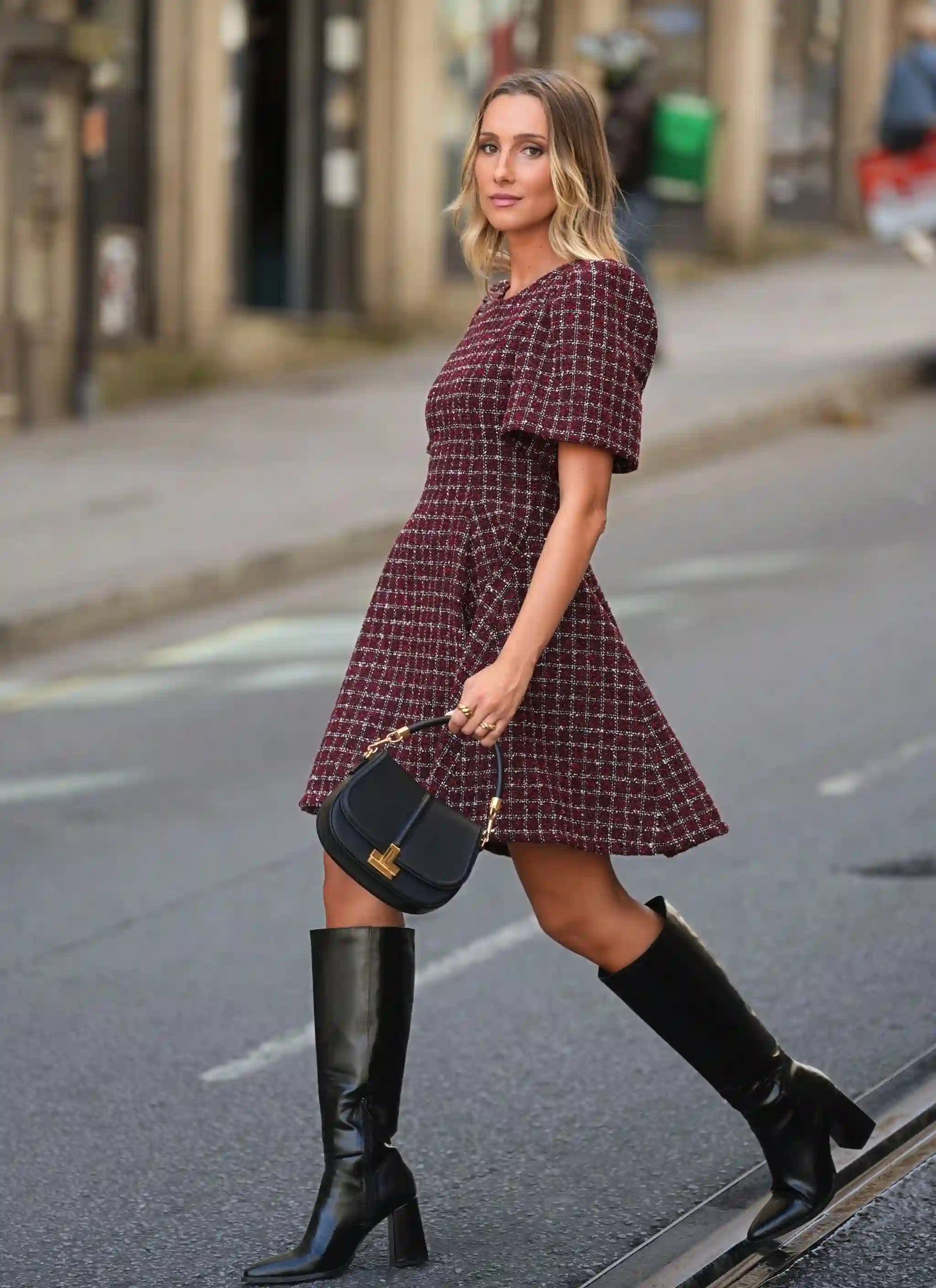Vestido corto de tweed rojo