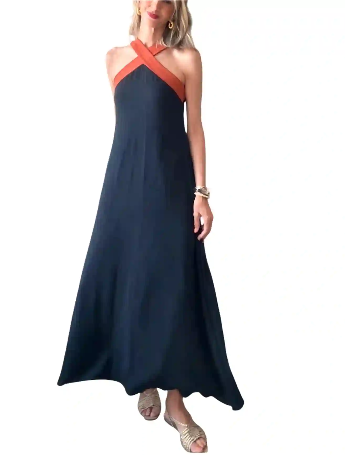 Vestido Adriana negro&camel
