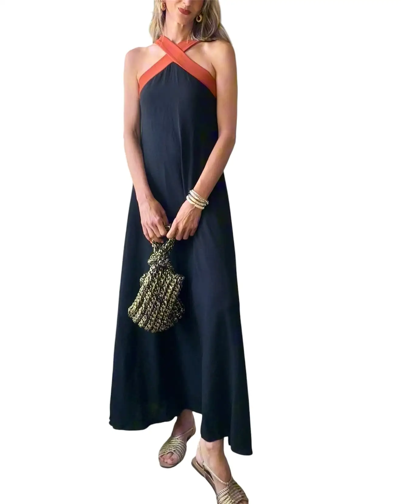 Vestido Adriana negro&camel - Imagen 2