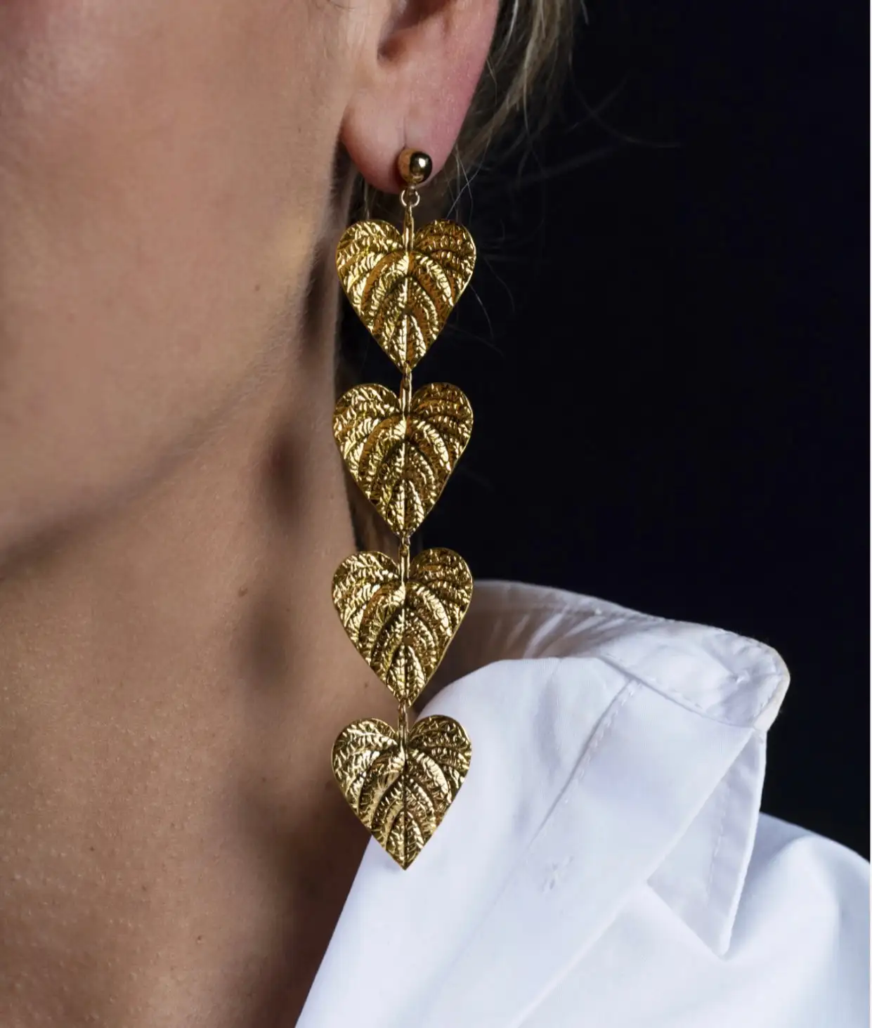 Golden leaf earrings - Image 3