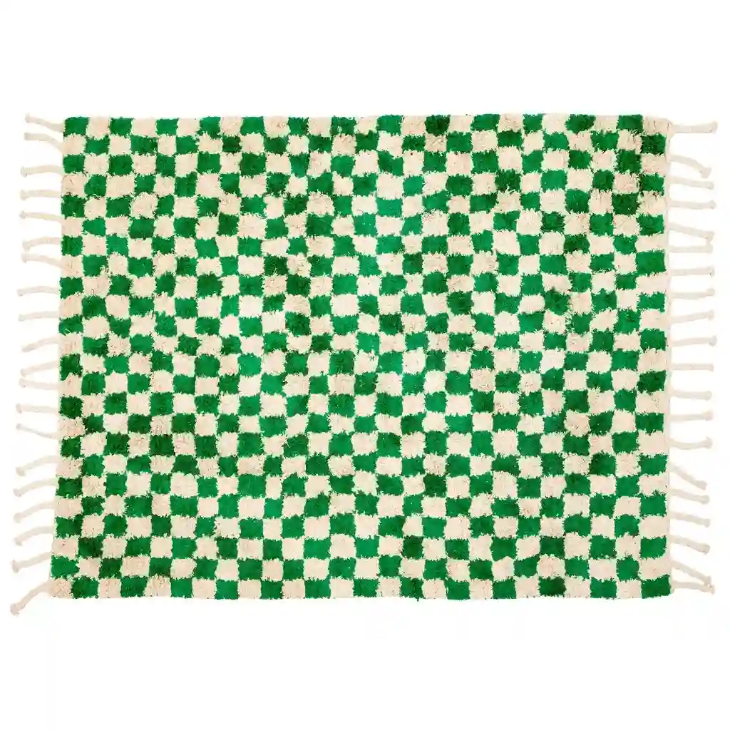 ALFOMBRA DE ALGODÓN CUADROS VERDES 170x220CM