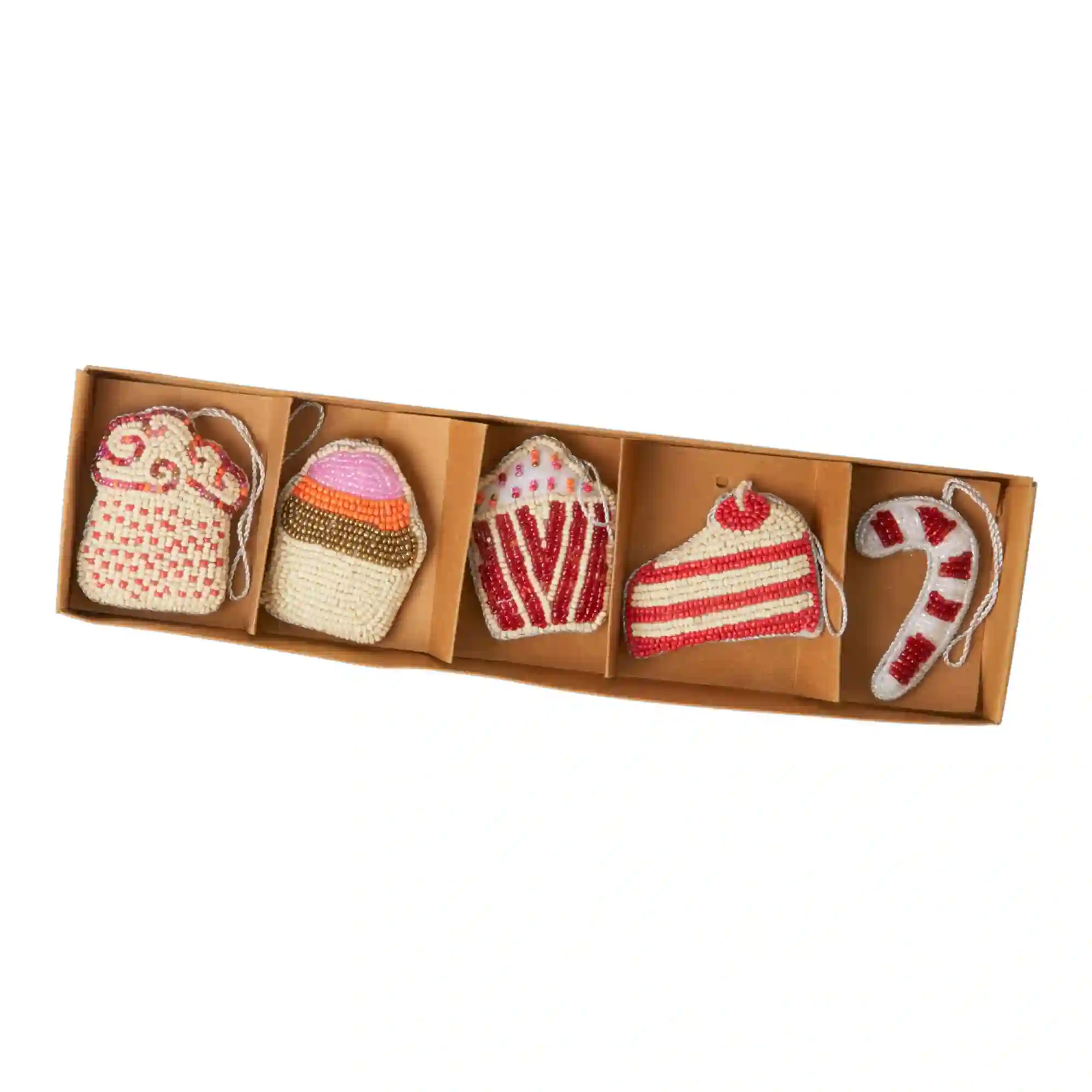 ADORNO DE TELA CON PERLAS EN TEMA PASTEL - CAJA DE REGALO 5 UDS.
