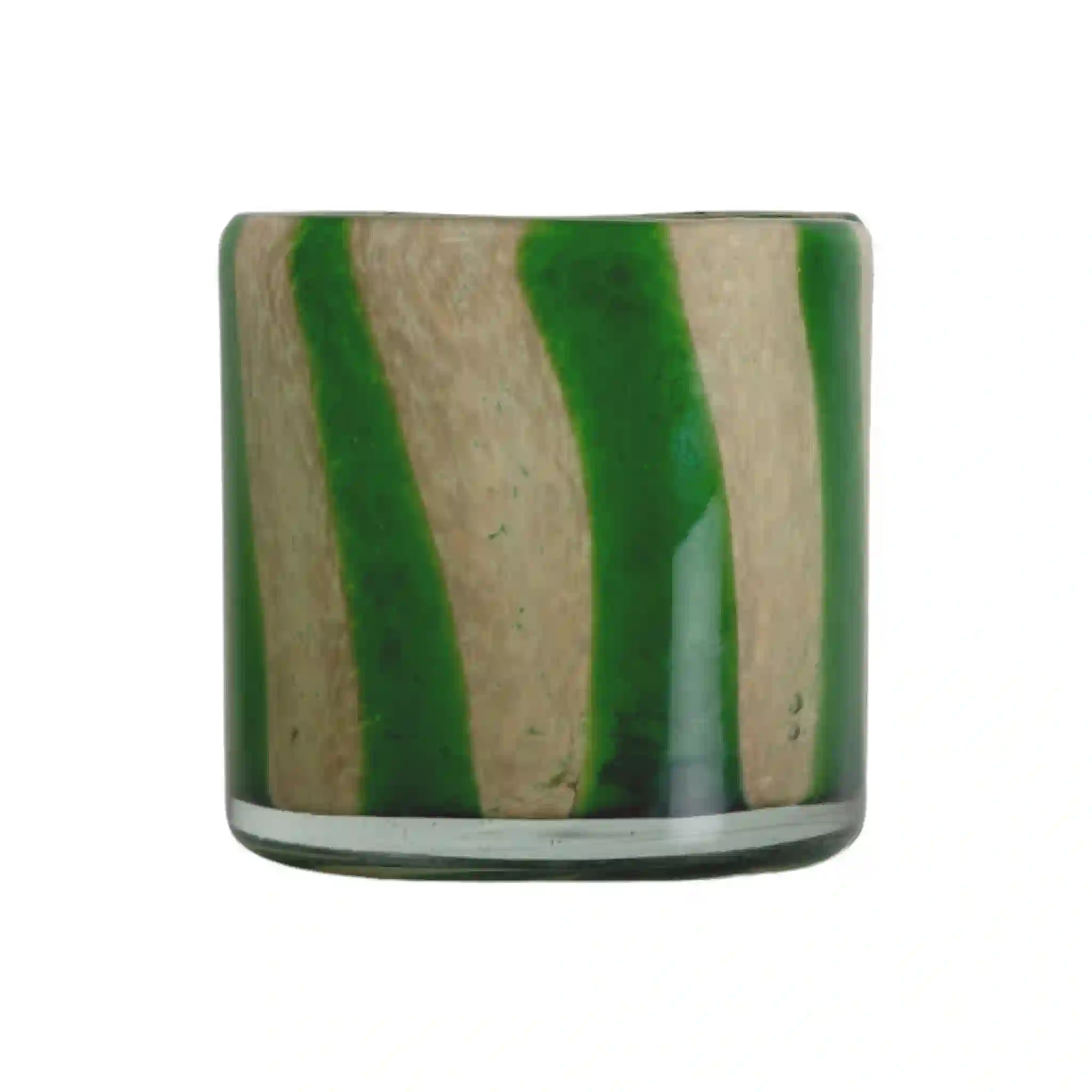 JARRÓN/PORTAVELAS CALORE CURVE M VERDE/BEIGE