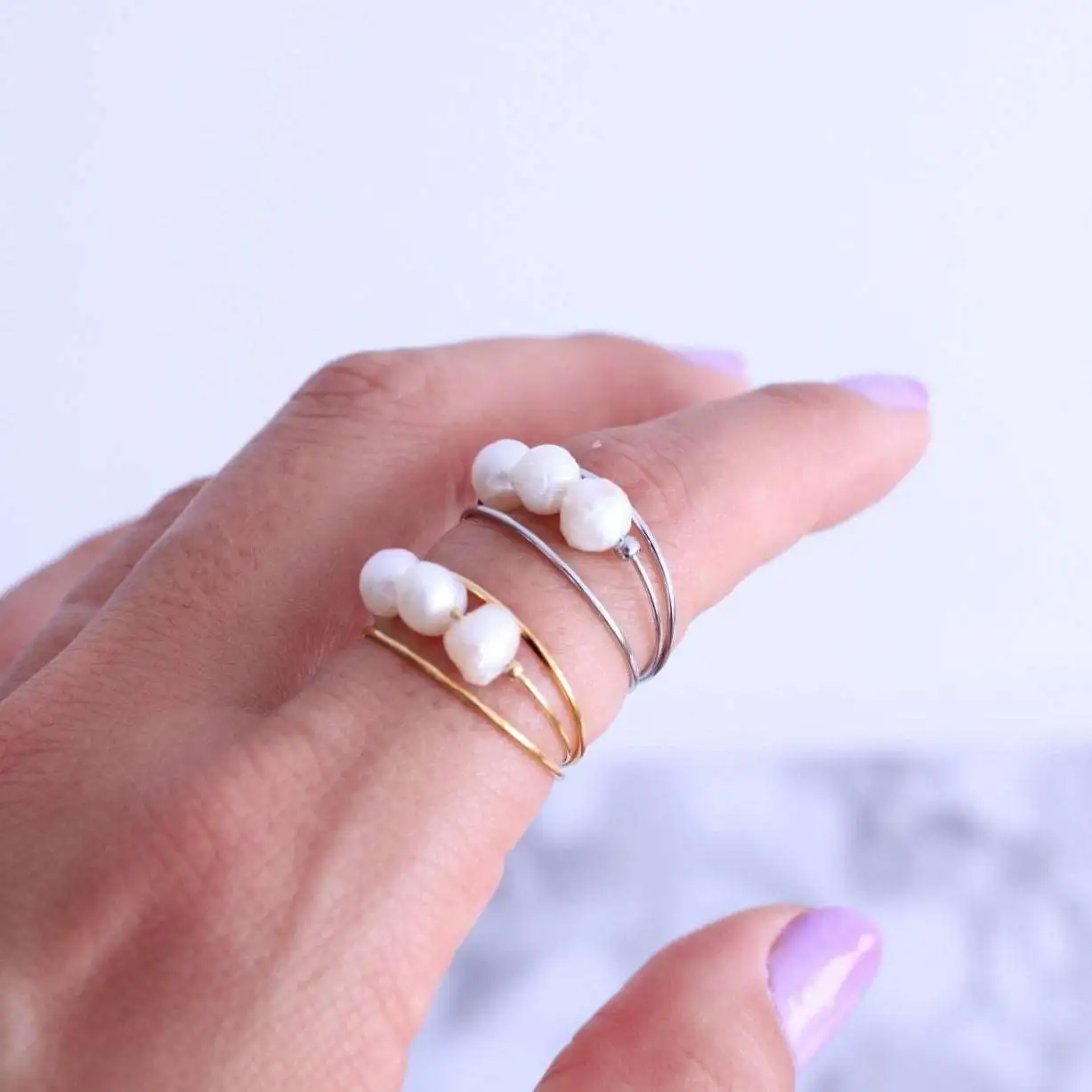 Anillo Nature Pearl Triple - Imagen 2