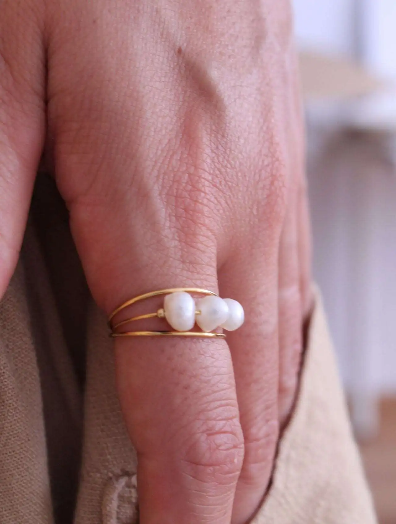 Anillo Nature Pearl Triple - Imagen 6