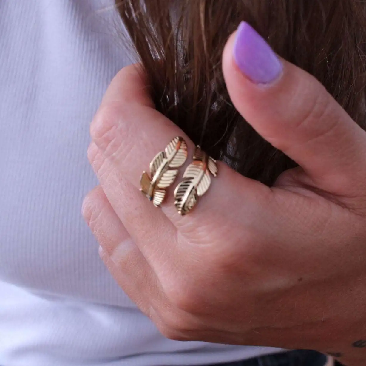 Anillo doble Pluma - Imagen 2